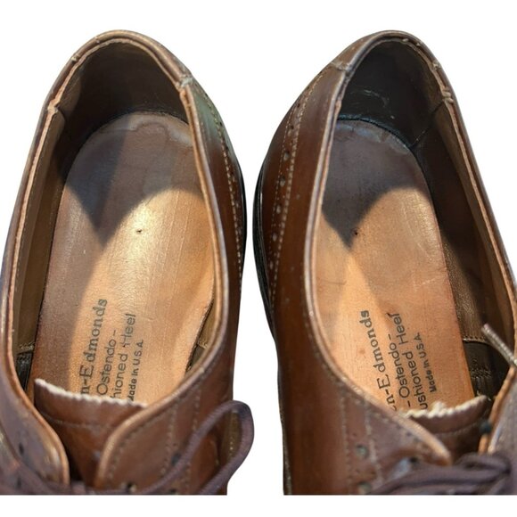 Allen Edmonds Boulevard Brown Leather Full Brogue Wingtip Oxford Shoes Mens 9 D main image 9
